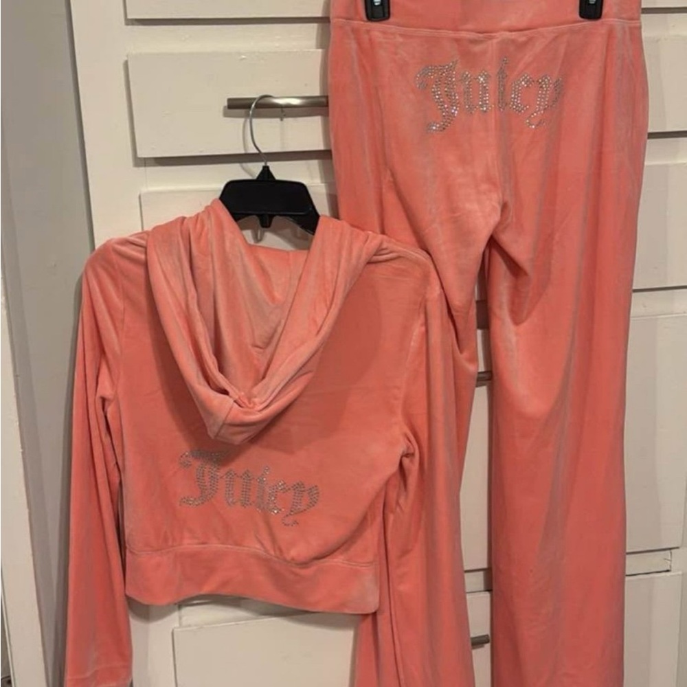 Juicy Couture Coral Strawberry Ice Velour Tracksuit: Size Large